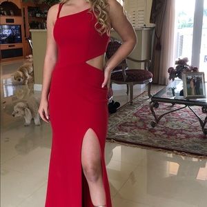 Newman Marcus La Femme Dress/Strappy-Back Red Prom